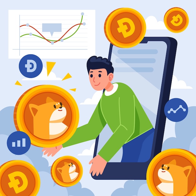 Valiosa ilustração criptomoeda dogecoin