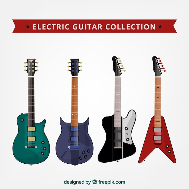 Vetor grátis várias guitarras elétricas planas