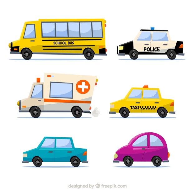 Variedade colorida de carros profissionais