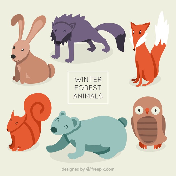 Vetor grátis variedade de animais bonitos da floresta
