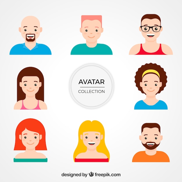 Variedade de avatares em design plano