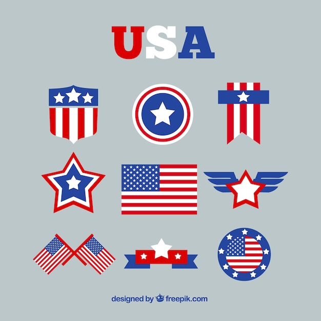 Variedade de bandeiras americanas com grandes projetos