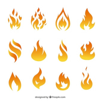 Variedade de chamas de incêndio