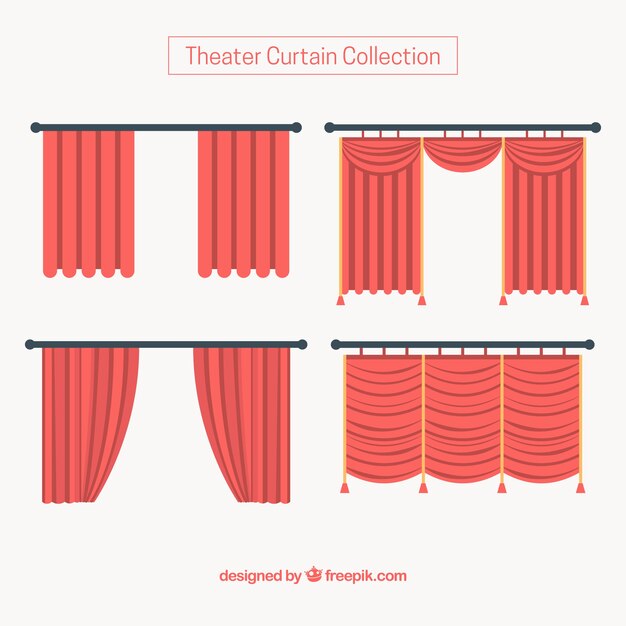 Variedade de cortinas vermelhas do teatro