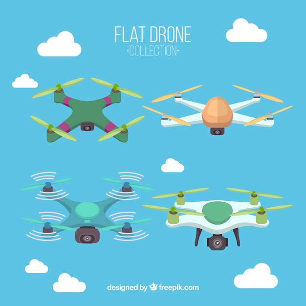 Variedade de drones coloridos
