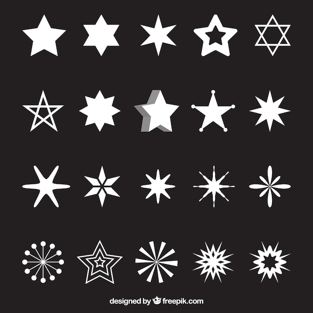 Vetor grátis variedade de estrelas brancas
