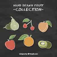 Vetor grátis variedade de frutas saborosas em estilo desenhado à mão