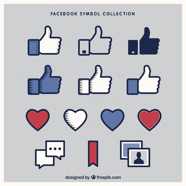 Variedade de ícones do facebook