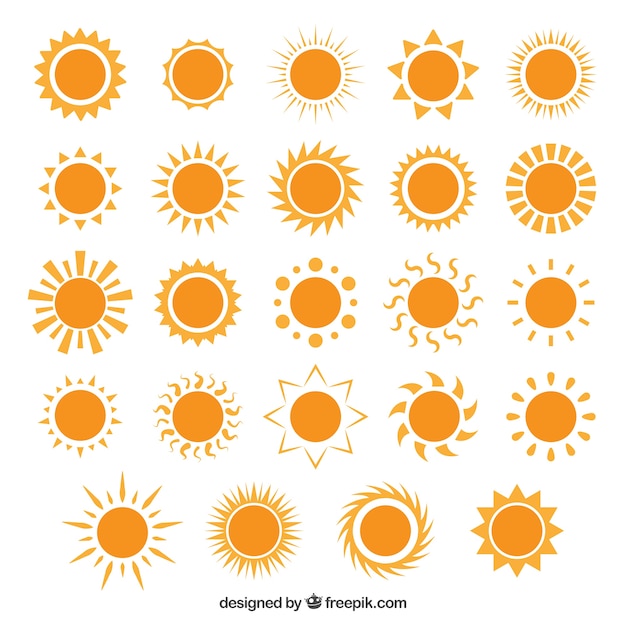Variedade de ícones do sol