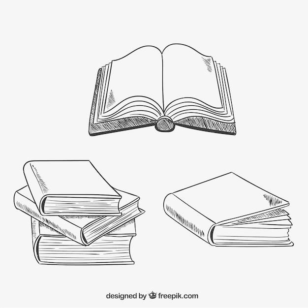 Variedade de livros esboçado