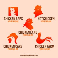 Vetor grátis variedade de logotipos abstratos com galinhas