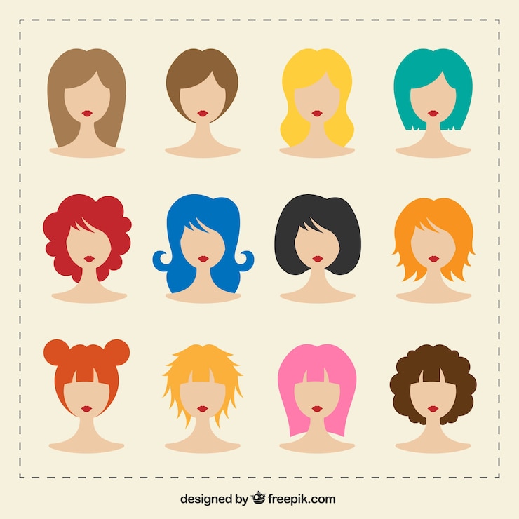 Vetor grátis variedade de mulher penteado