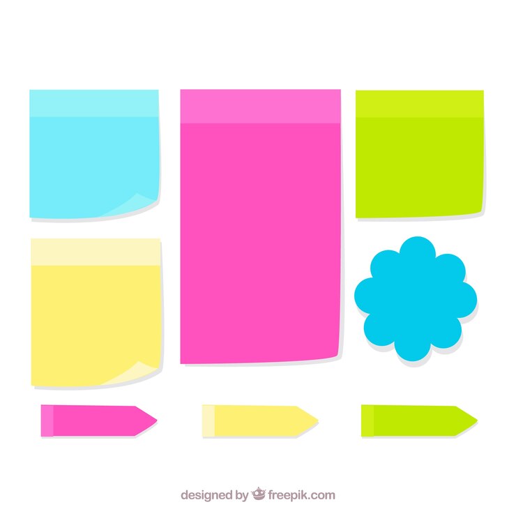 Vetor grátis variedade de notas de papel coloridas