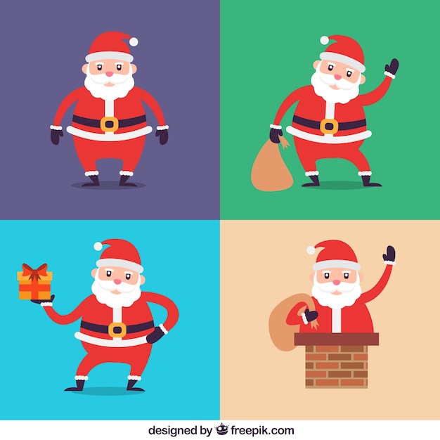 Variedade de papai noel preparado para a celebração do Natal