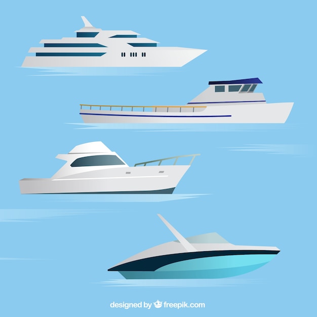 Vetor grátis variedade de quatro barcos realistas