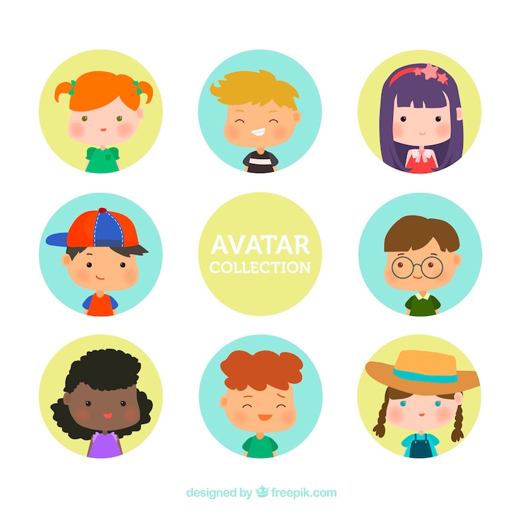 Vetor grátis variedade divertida de avatares infantis