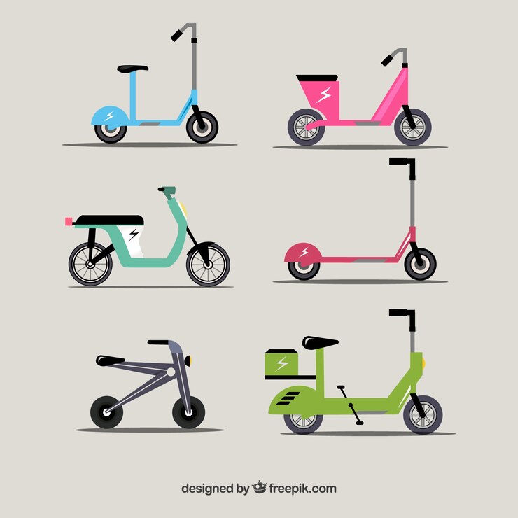 Vetor grátis variedade divertida de scooters elétricos
