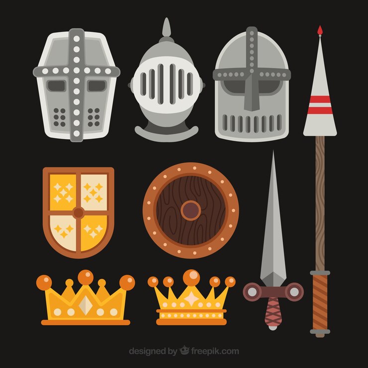 Vetor grátis variedade medieval com design plano