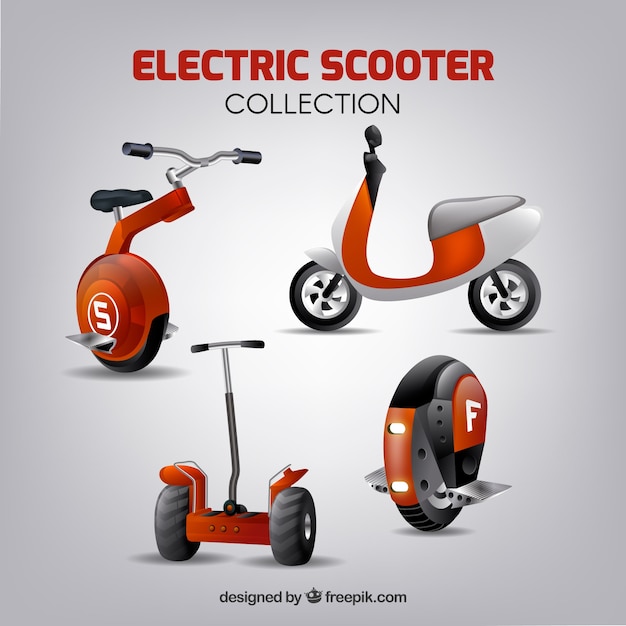 Vetor grátis variedade realista de scooters urbanos