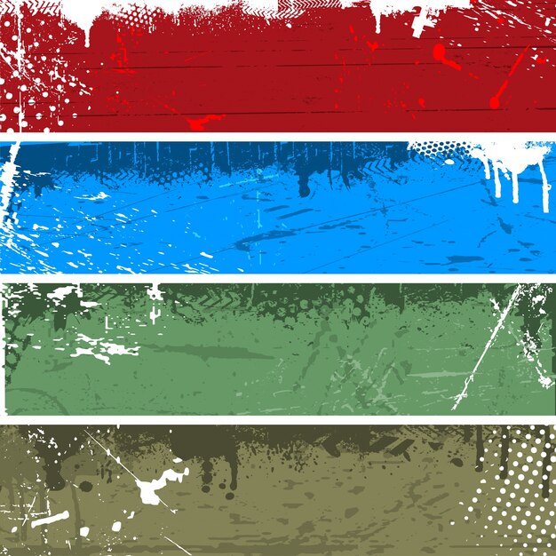 Vário grunge painéis em quatro cores diferentes