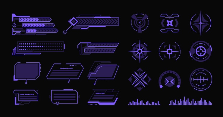 Vetor grátis vários conjuntos de elementos planos hud modernos