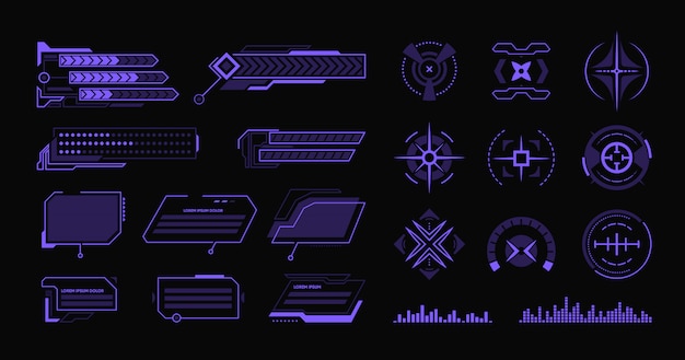 Vários conjuntos de elementos planos hud modernos