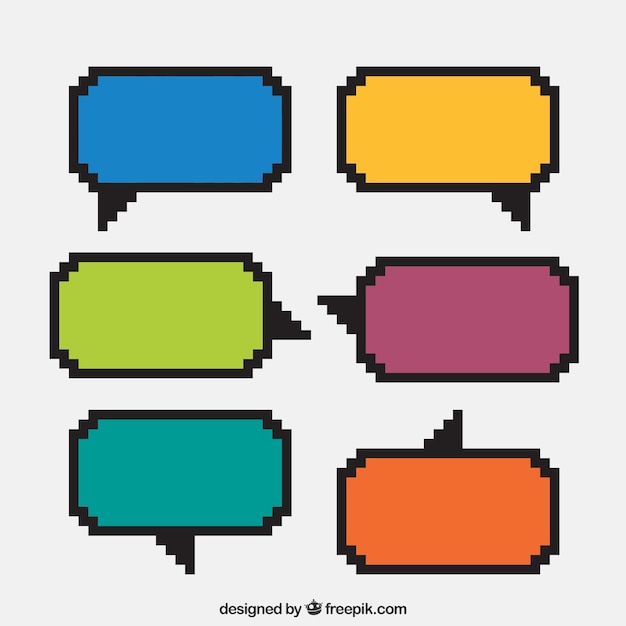 Vetor grátis vários discurso pixelizada bolhas coloridas