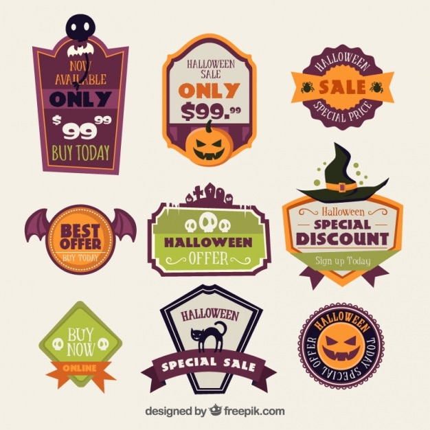 Vetor grátis vários negócios halloween stickers