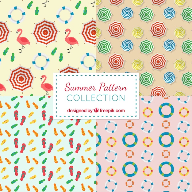 Vários padrões de verão em design plano