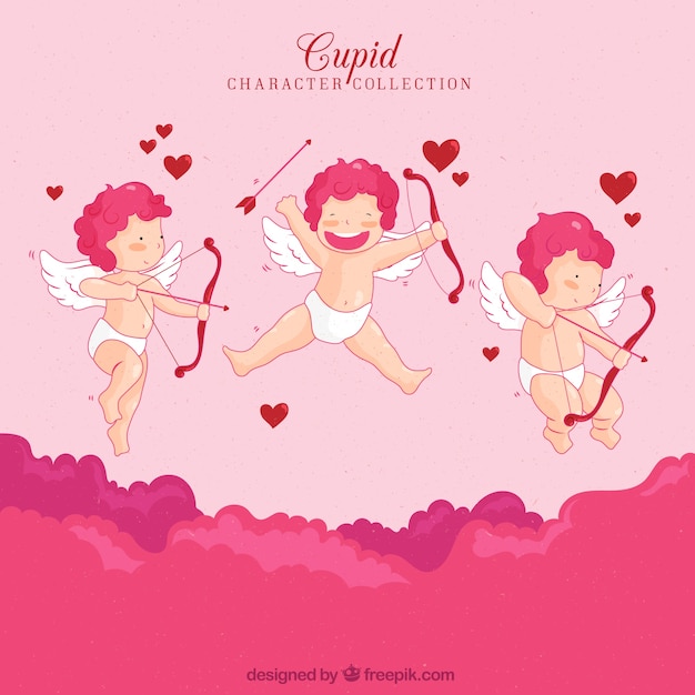 Vários personagens cupido com arcos