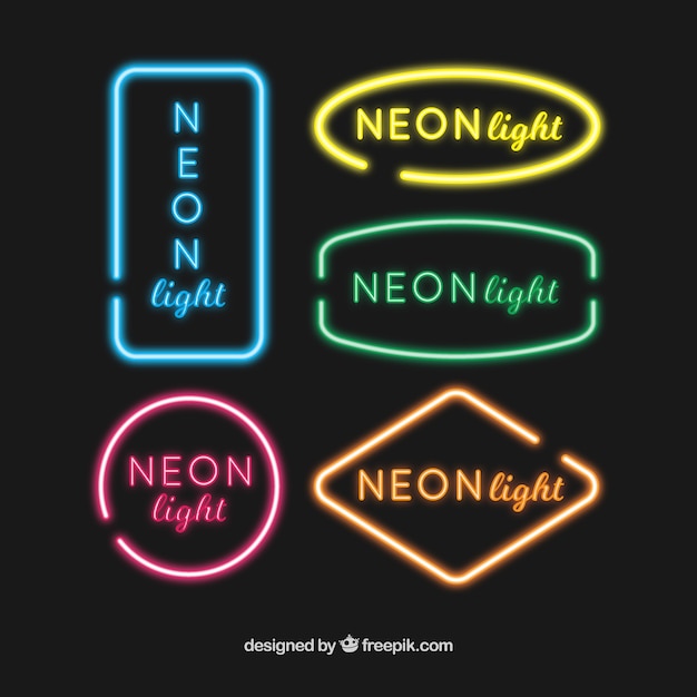 Vários sinais de néon coloridos