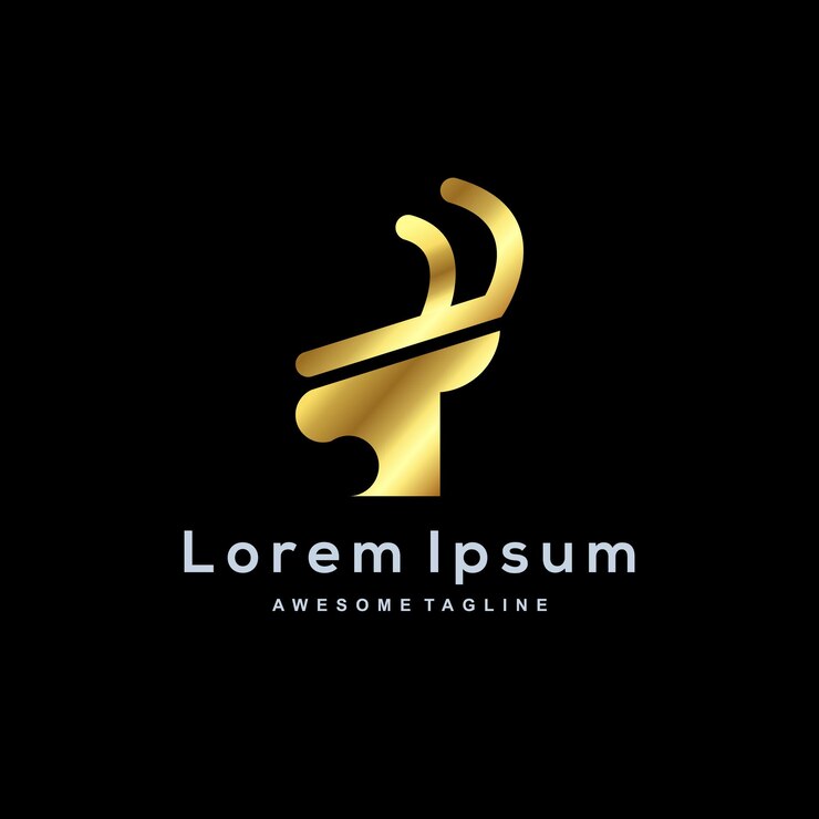 Vetor grátis veado de cabeça de luxo com modelo de logotipo de cor dourada