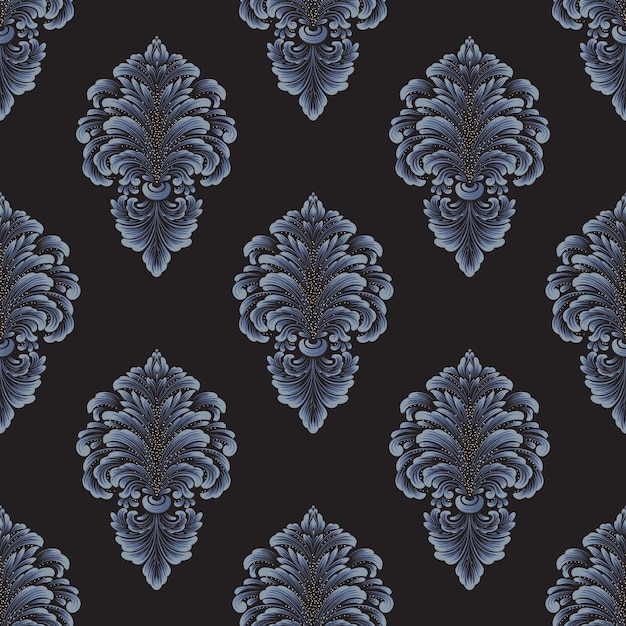 Vetor grátis vector damasco sem costura de fundo. ornamento de damasco à moda antiga de luxo clássico, textura perfeita vitoriana real para papéis de parede, têxteis, embrulho. modelo barroco floral requintado.