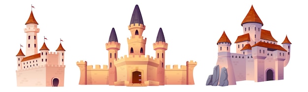 Vector de desenho animado de castelo medieval de contos de fadas