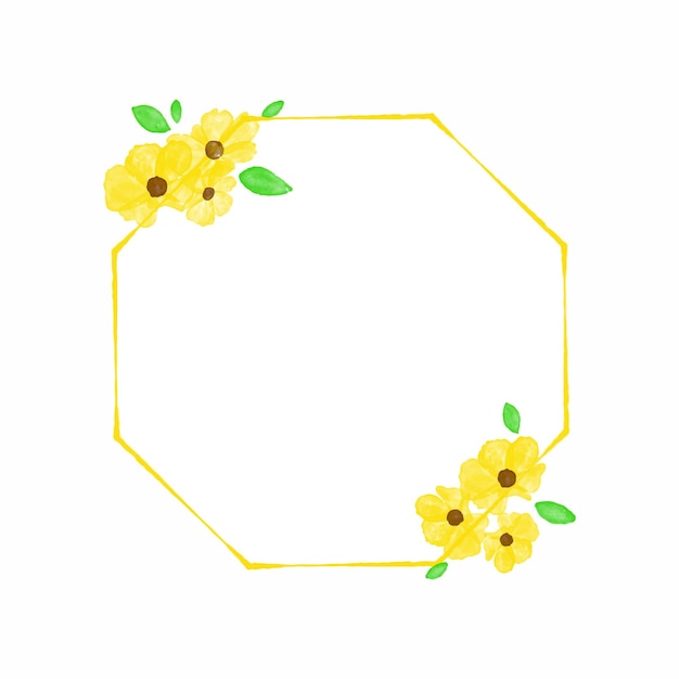 Vector frame hexágono flores padrão de fundo aquarela