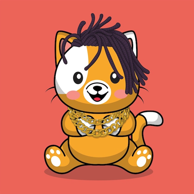 Vector grátis gato fofo sentado ilustração do ícone do vetor dos desenhos animados