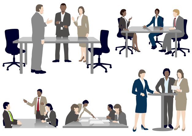 Vector ilustração de pessoas de negócios em estilo simples, isolado em um fundo branco.