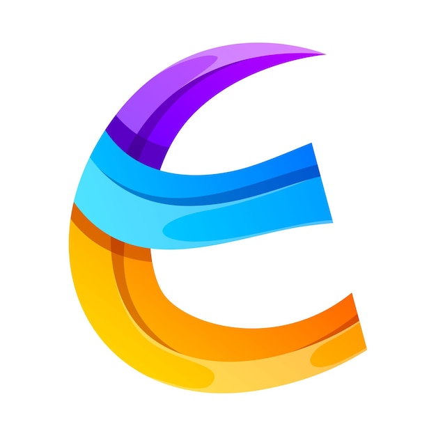 Vetor grátis vector logotipo exclusivo letra e ilustração de design de gradiente colorido