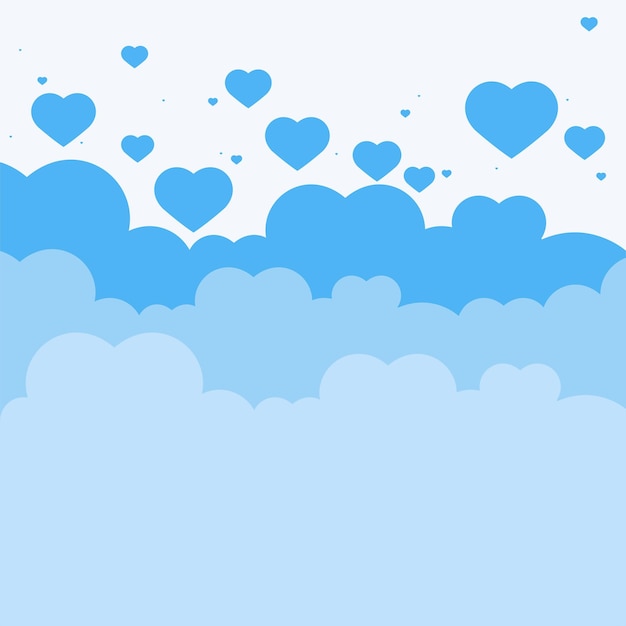 Vetor grátis vector o fundo pastel do coração da nuvem azul