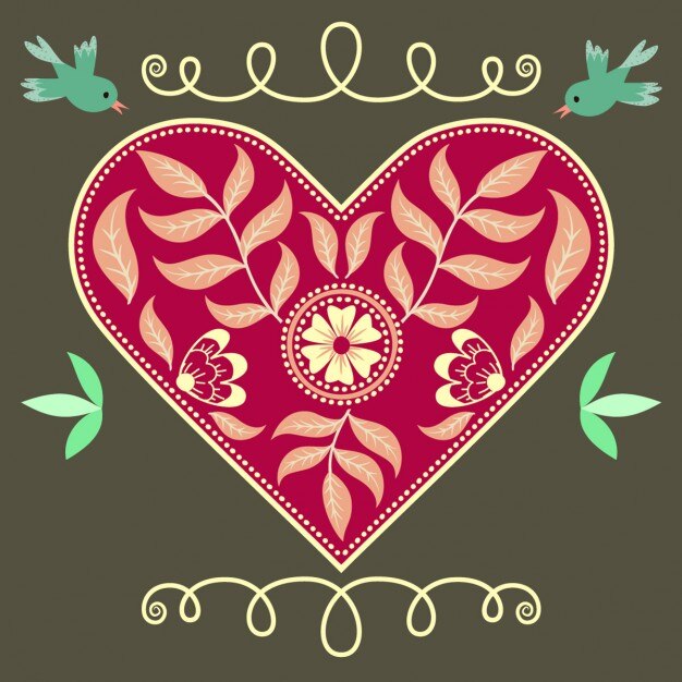 Vetor grátis vector ornamentado coração