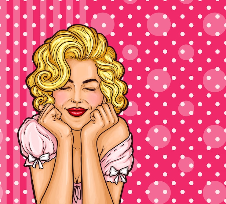 Vetor grátis vector pop art mulher sonhando com olhos fechados