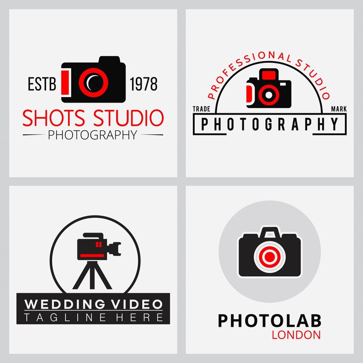 Vetor grátis vector preto e vermelho ícones para fotógrafos 4