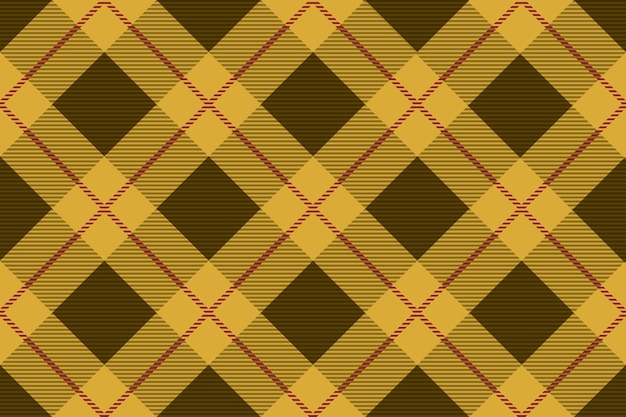 Vector sem costura xadrez amarelo tartan ilustração repetível horizontalmente e verticalmente