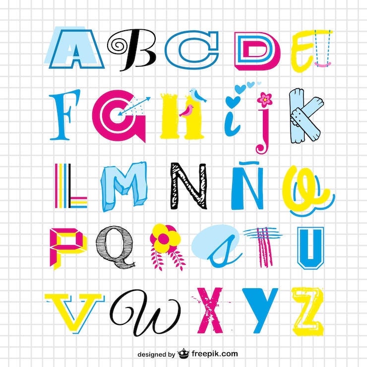 Vetor grátis vector set alfabeto