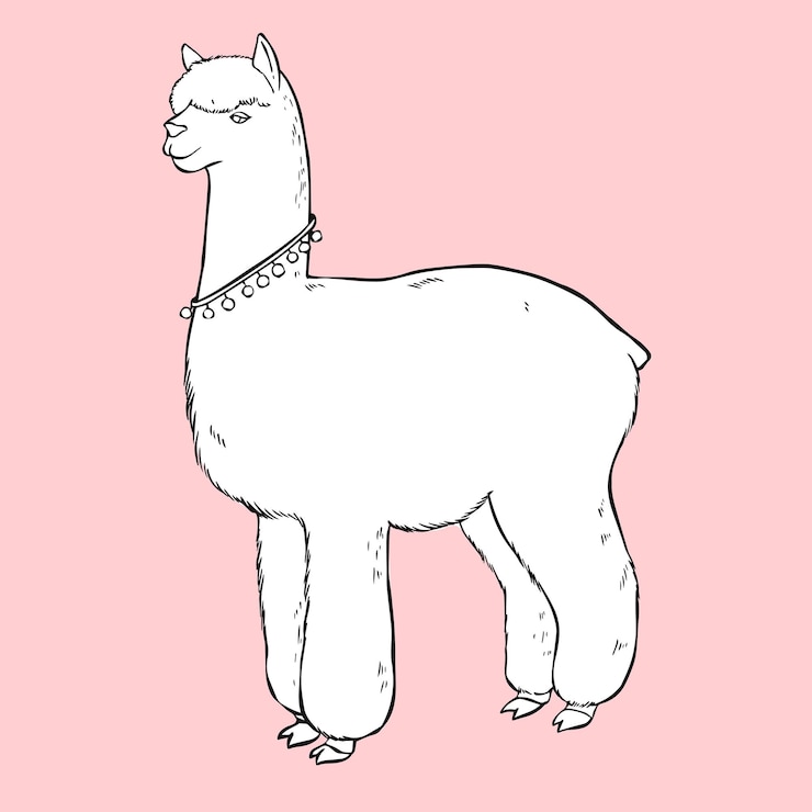 Vetor grátis vector vintage lama clipart preto e branco