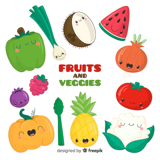 Vetor grátis vegetais e frutas