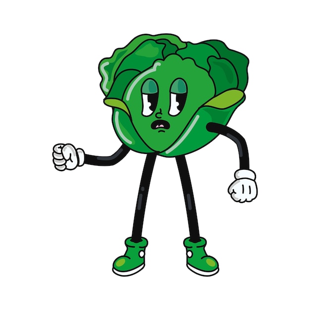 Vetor grátis vegetal personagem de desenho animado icono de repolho isolado