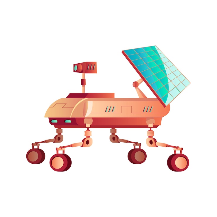 Vetor grátis veículo rover de exploração com ilustração vetorial de ícone plano de painel solar
