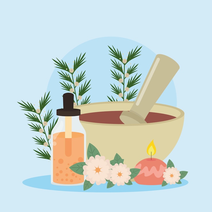 Vetor grátis vela e óleo de aromaterapia