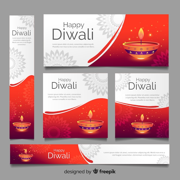 Velas de modelo de banners web de diwali